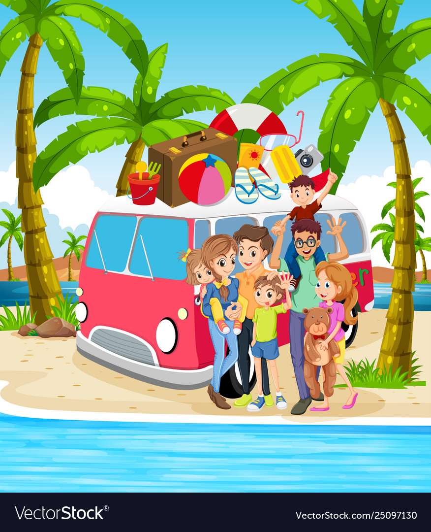 A family at beach holiday Royalty Free Vector Image