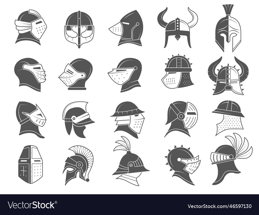 Armor helmets medieval ancient clothes Royalty Free Vector