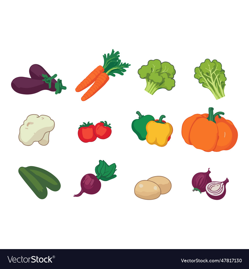 Cartoon Vegetable Characters Collection Cute Vector Image