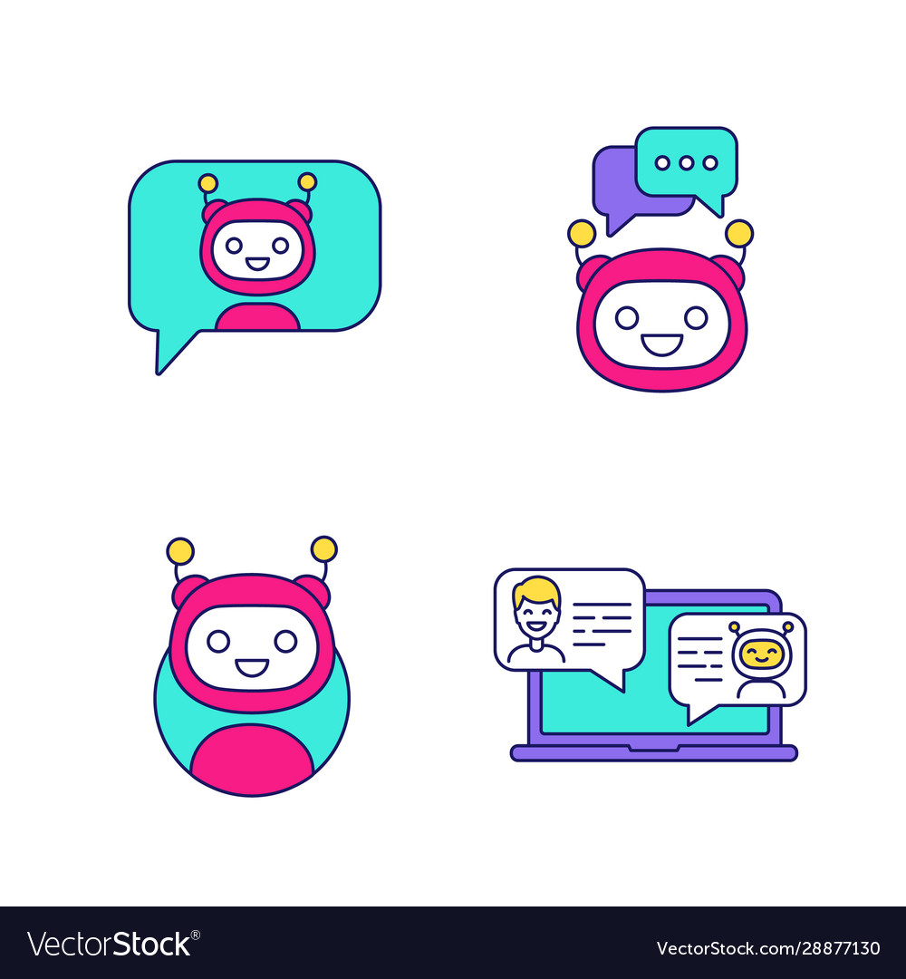 Chatbots color icons set vector image Chatbots color icons set