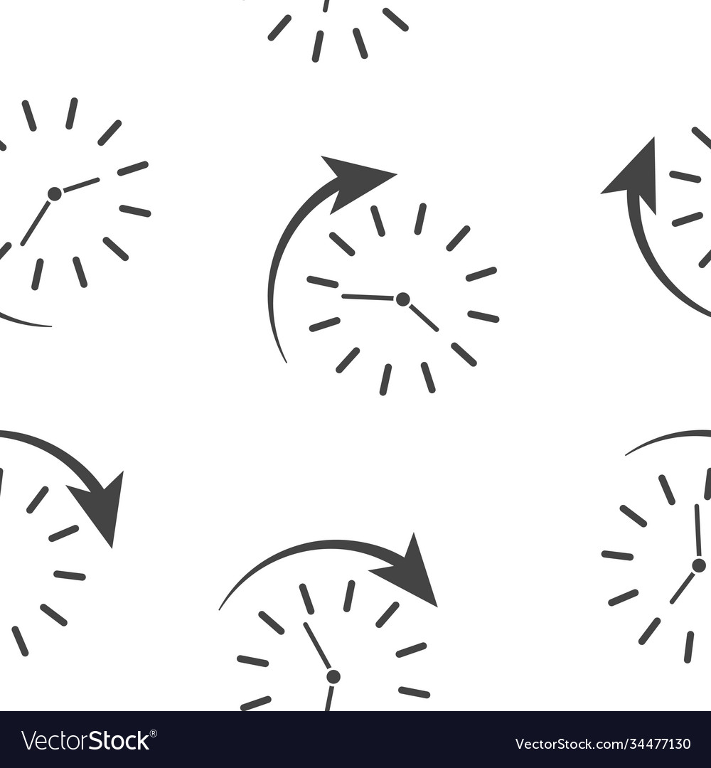 Clock and arrow icon indicating clockwise Vector Image Clock and arrow icon indicating clockwise