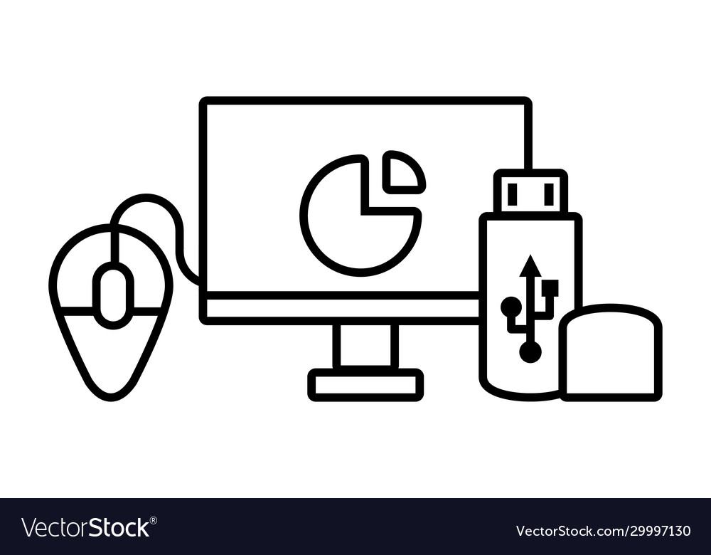 Computer screen with digital technology in white vector image Computer screen with digital technology in white