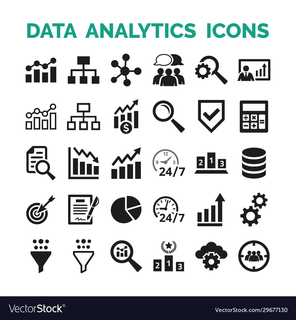 Data analytics icons set on white background vector image Data analytics icons set on white background