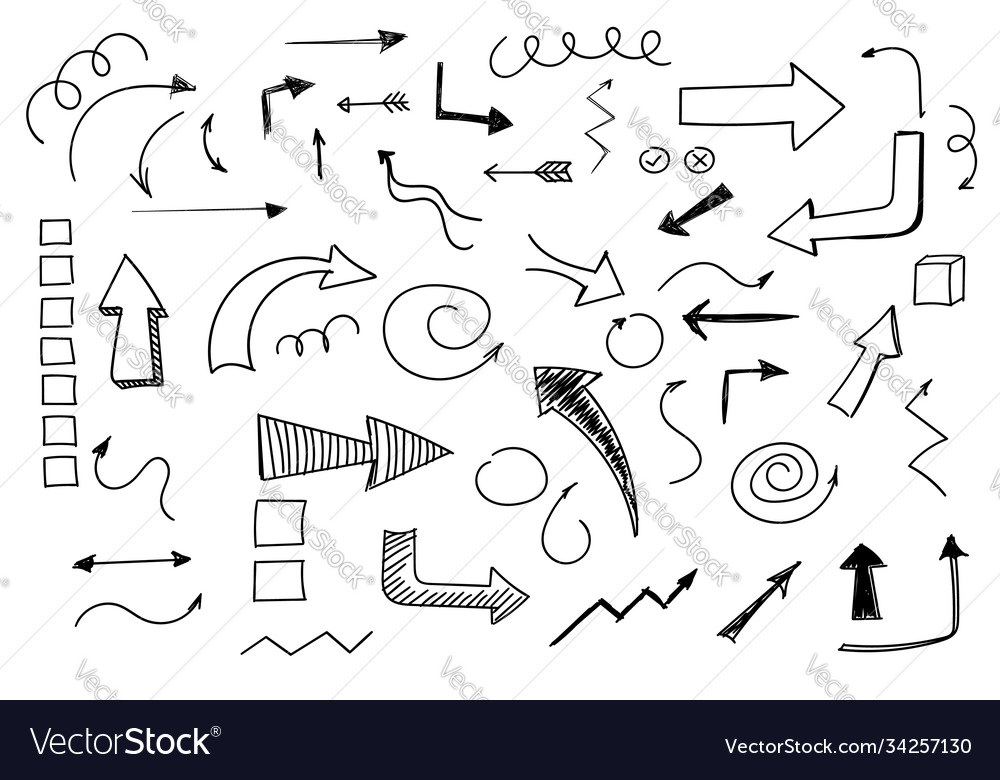 Doodle symbols pointer icons graphic vector image Doodle symbols pointer icons graphic