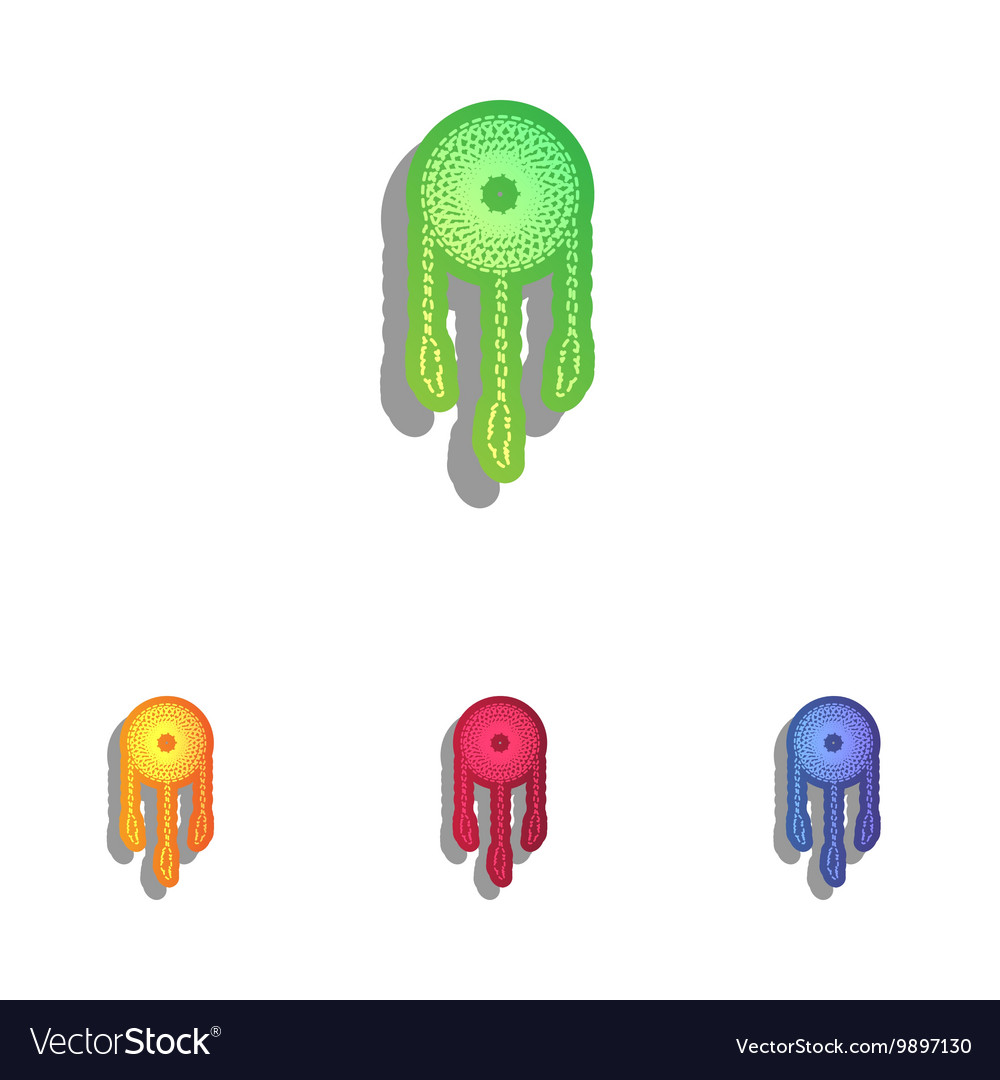 Dream catcher sign colorful applique icons set