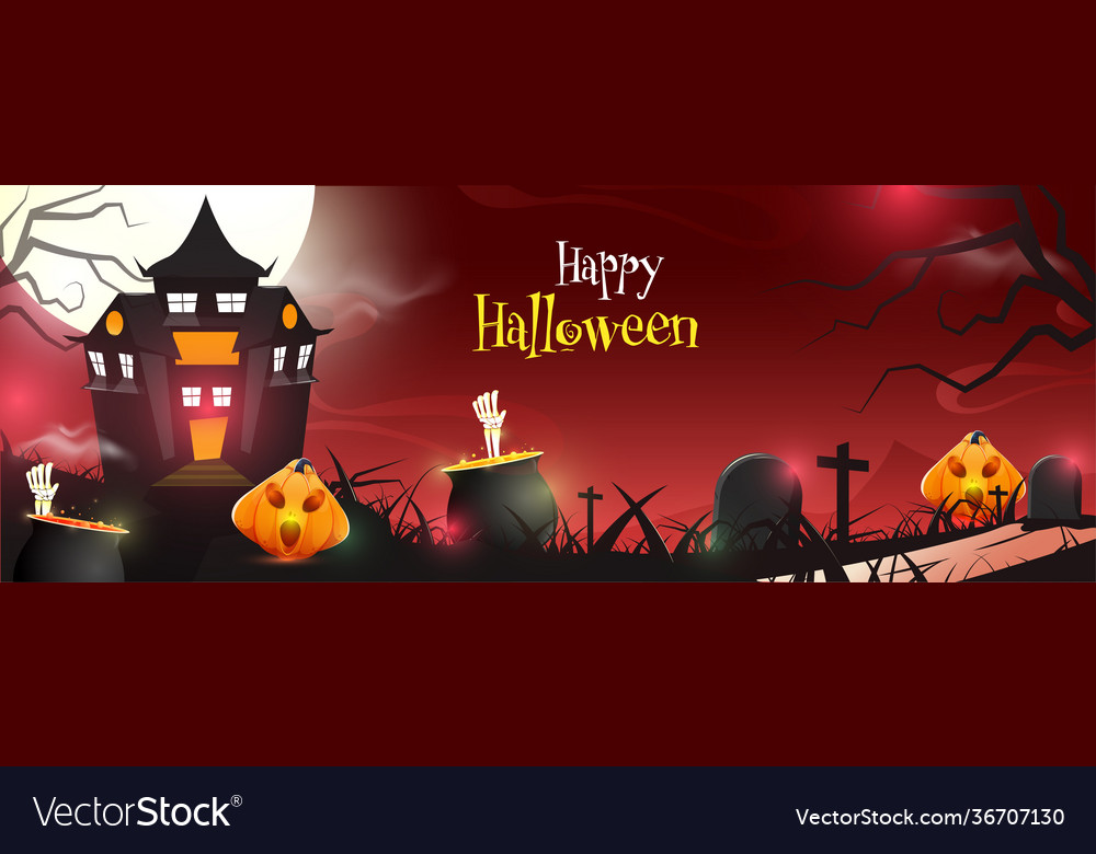 Full moon graveyard red background with haunted