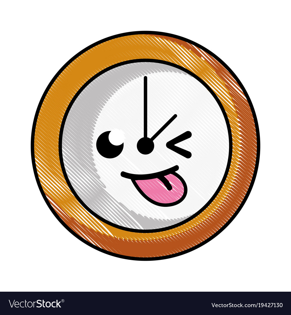 Grated funny circle clock kawaii cartoon Vector Image