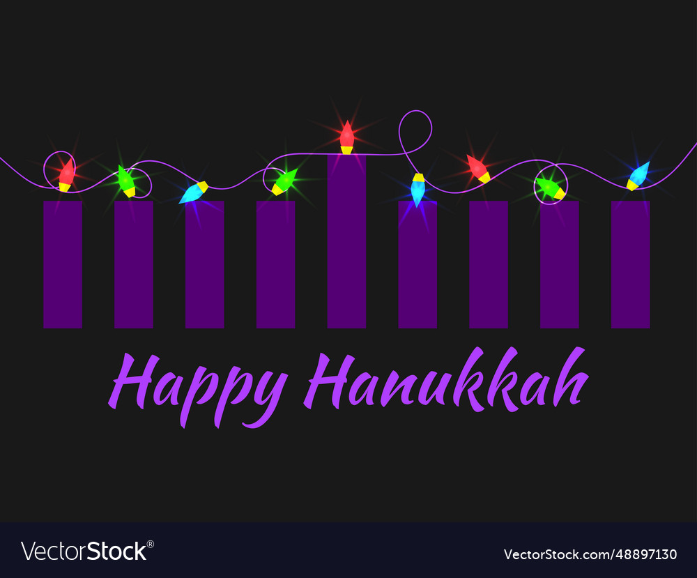 Happy hanukkah candles and holiday vector image Happy hanukkah candles and holiday