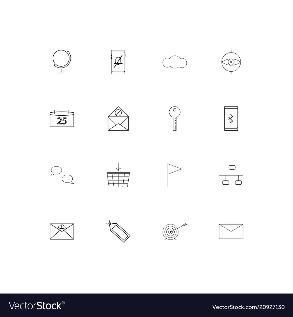 Internet technologies linear thin icons set