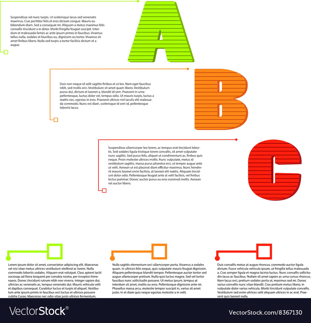 Buchstaben a b c Optionselemente mit Text