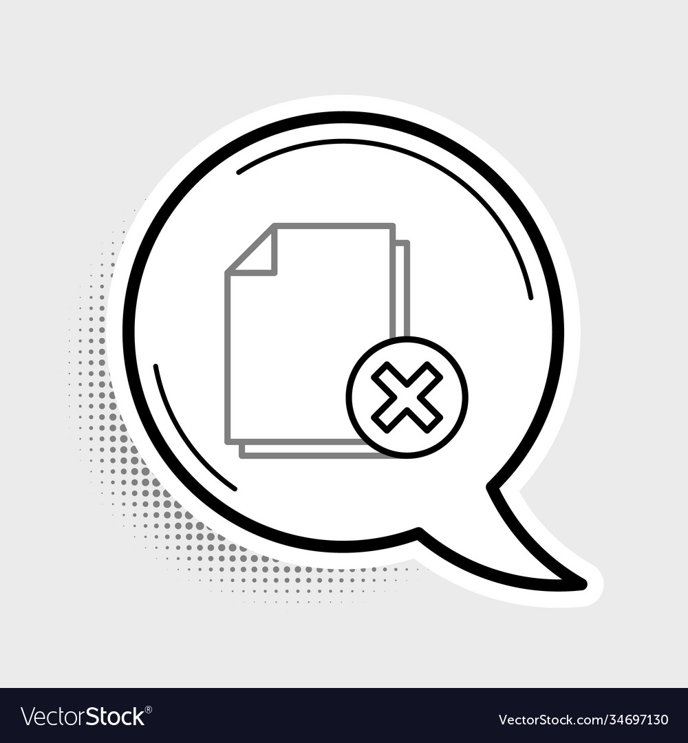 Line delete file document icon isolated on grey