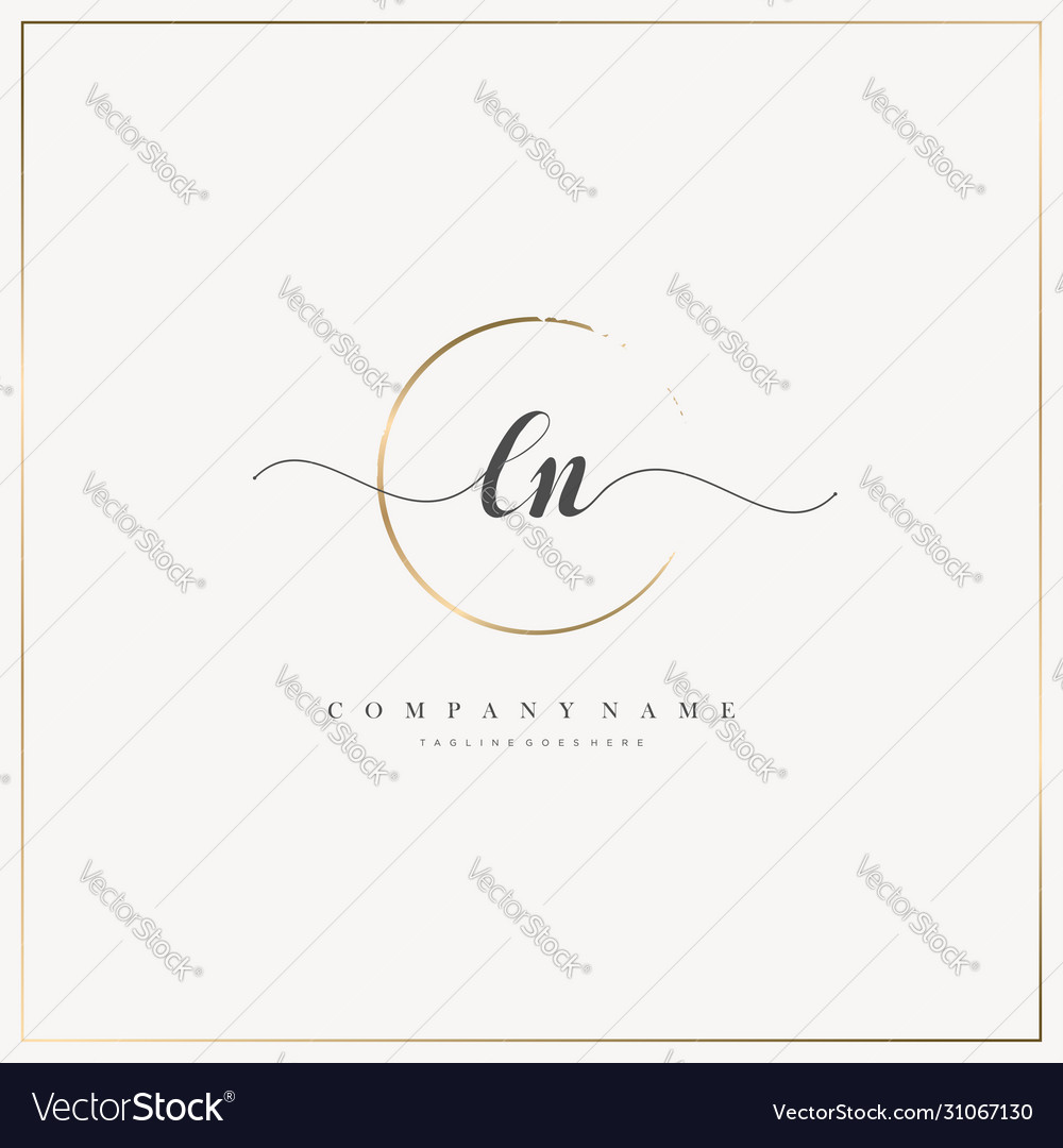 Ln initial letter handwriting logo hand drawn Vector Image