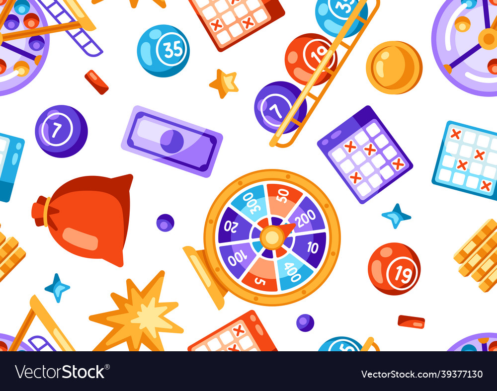 Lottery and bingo seamless pattern icons