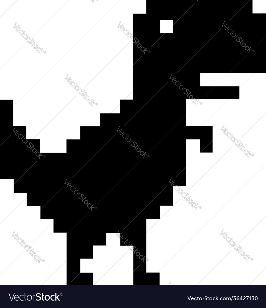 Premium Vector  Pixel art dinosaur describing offline error vector  isolated on white background