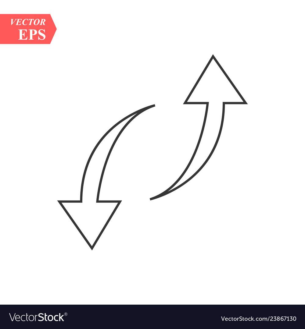 Refresh arrows thin line flat color icon linear vector image Refresh arrows thin line flat color icon linear
