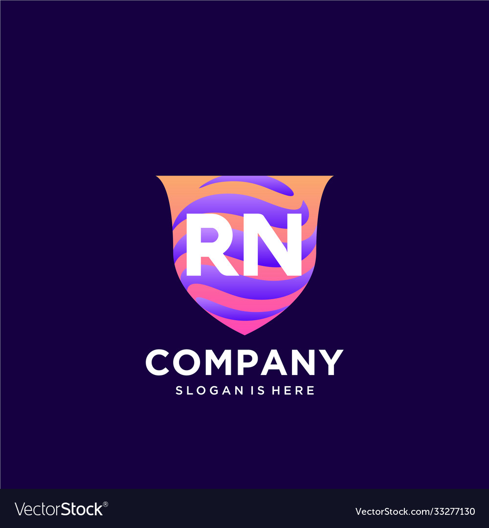 Rn initial logo with colorful template