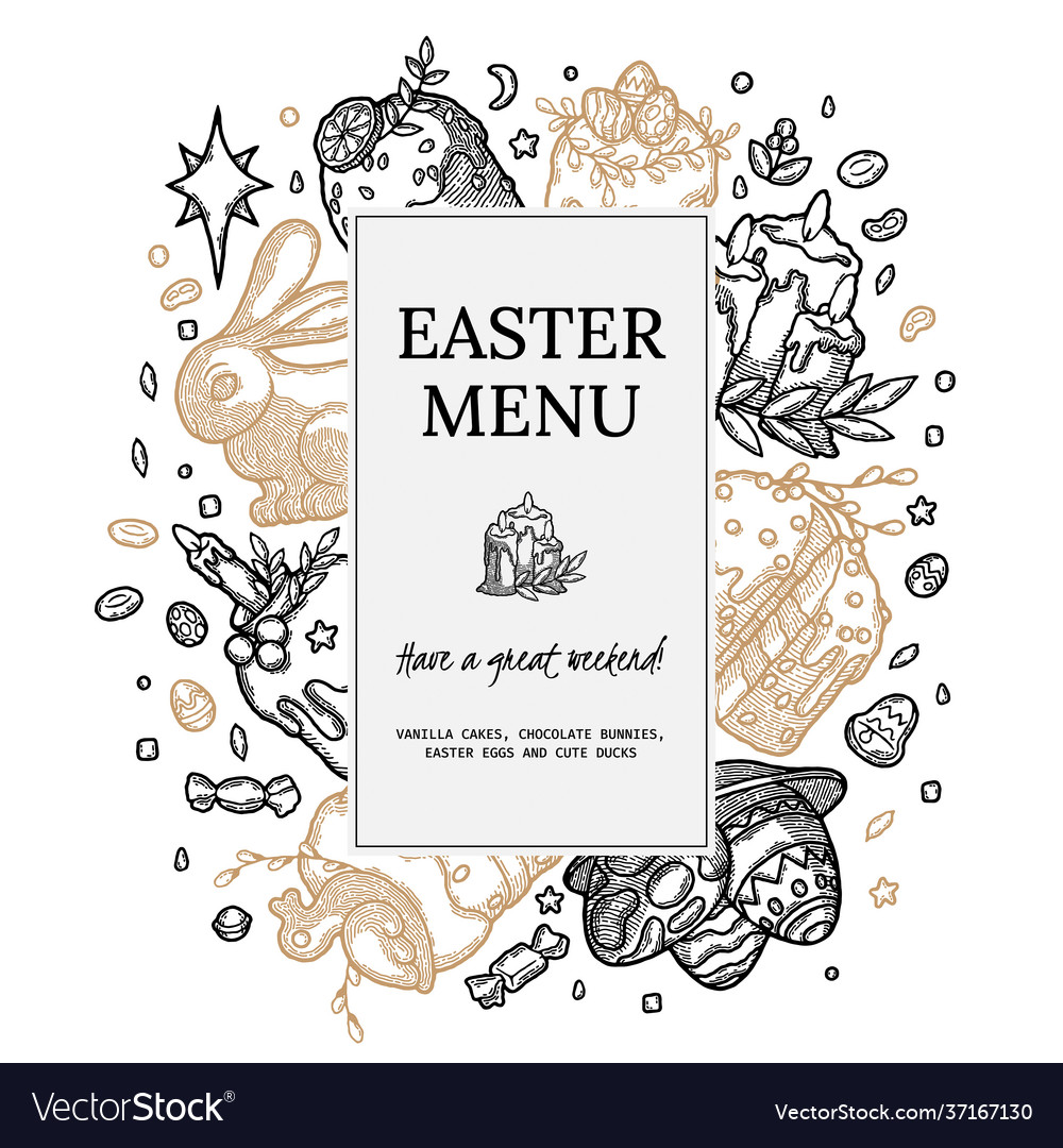 Rustic easter menu template as image ready vector image Rustic easter menu template as image ready