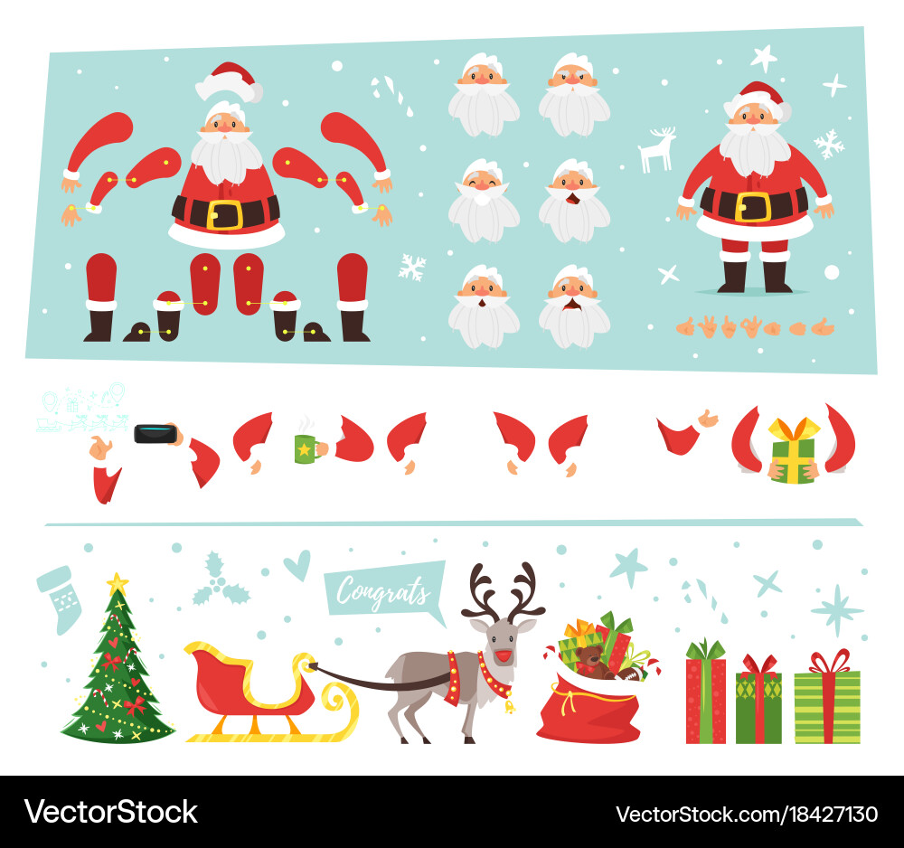 Santa claus for animation Royalty Free Vector Image