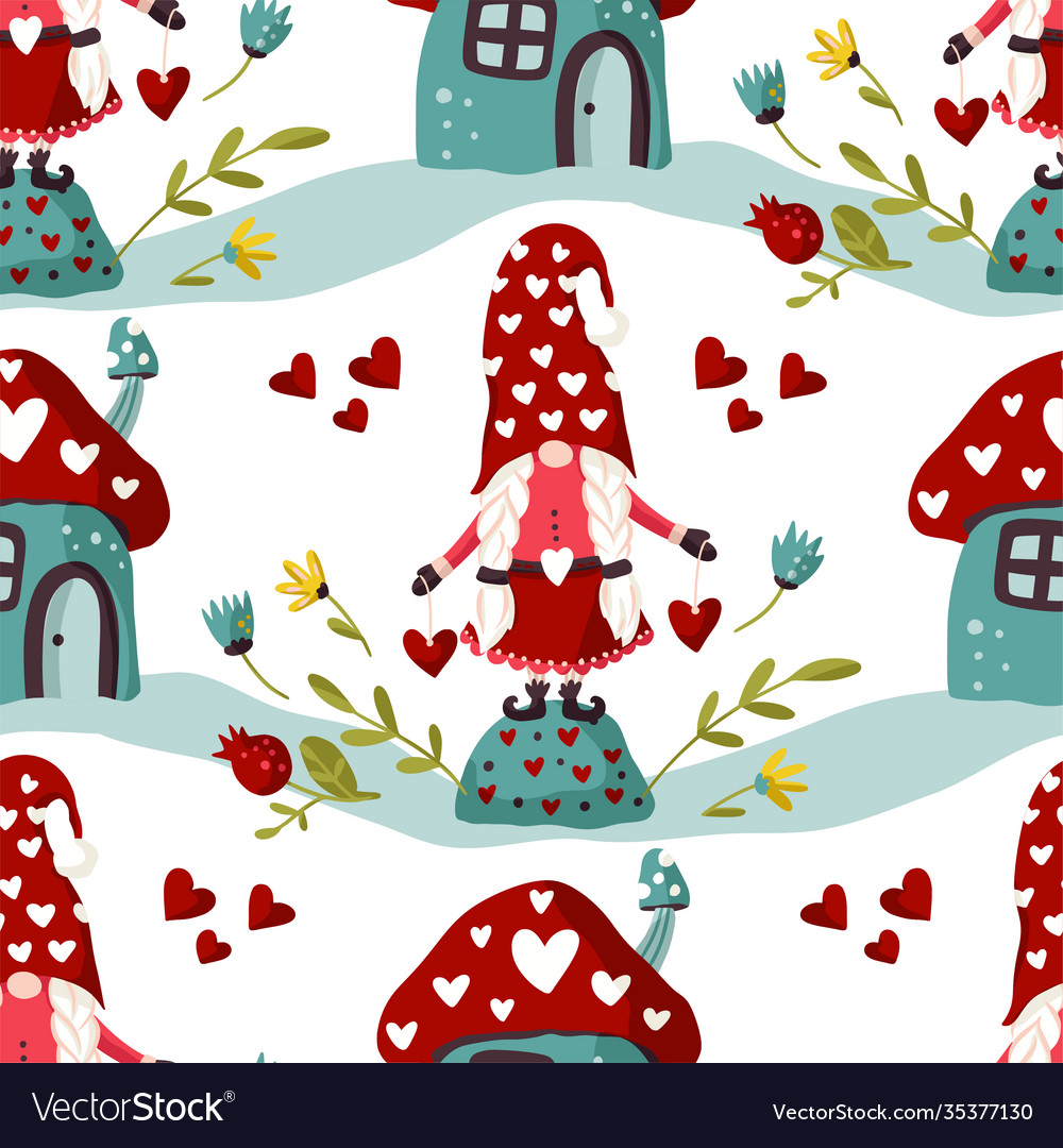 Seamless gnome pattern Royalty Free Vector Image