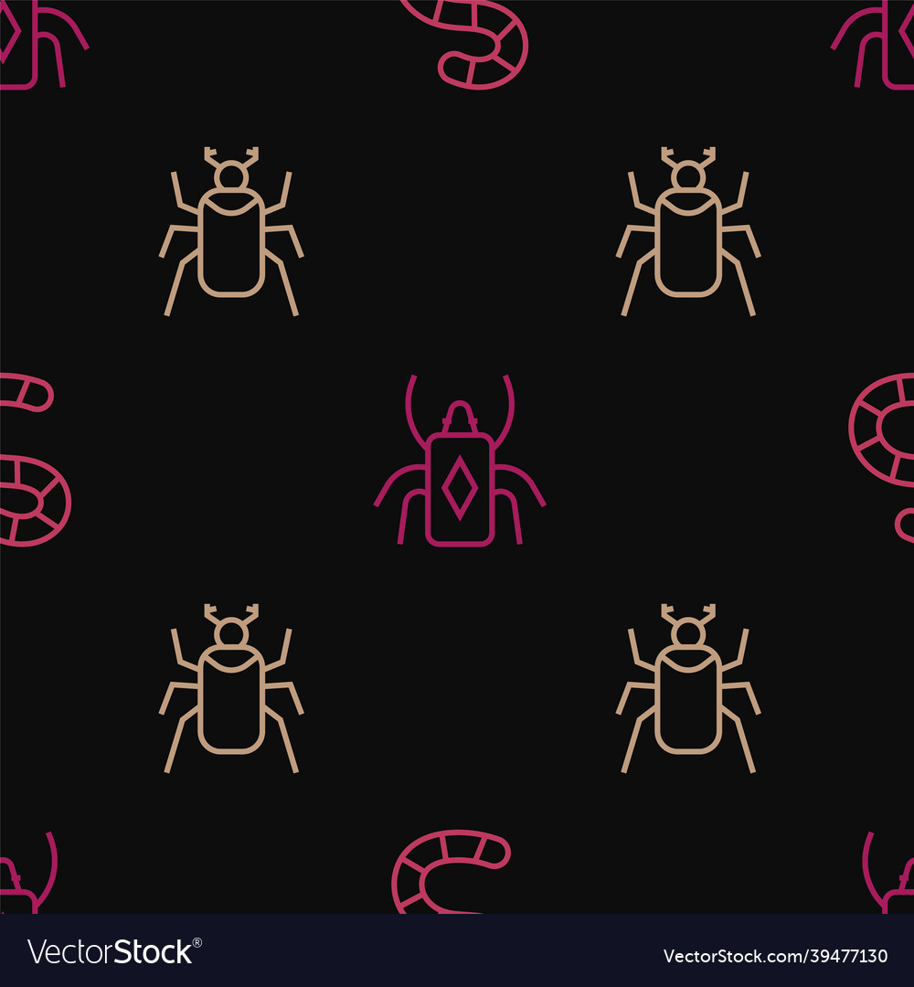 Set line worm beetle bug and on seamless pattern Vector Image Set line worm beetle bug and on seamless pattern