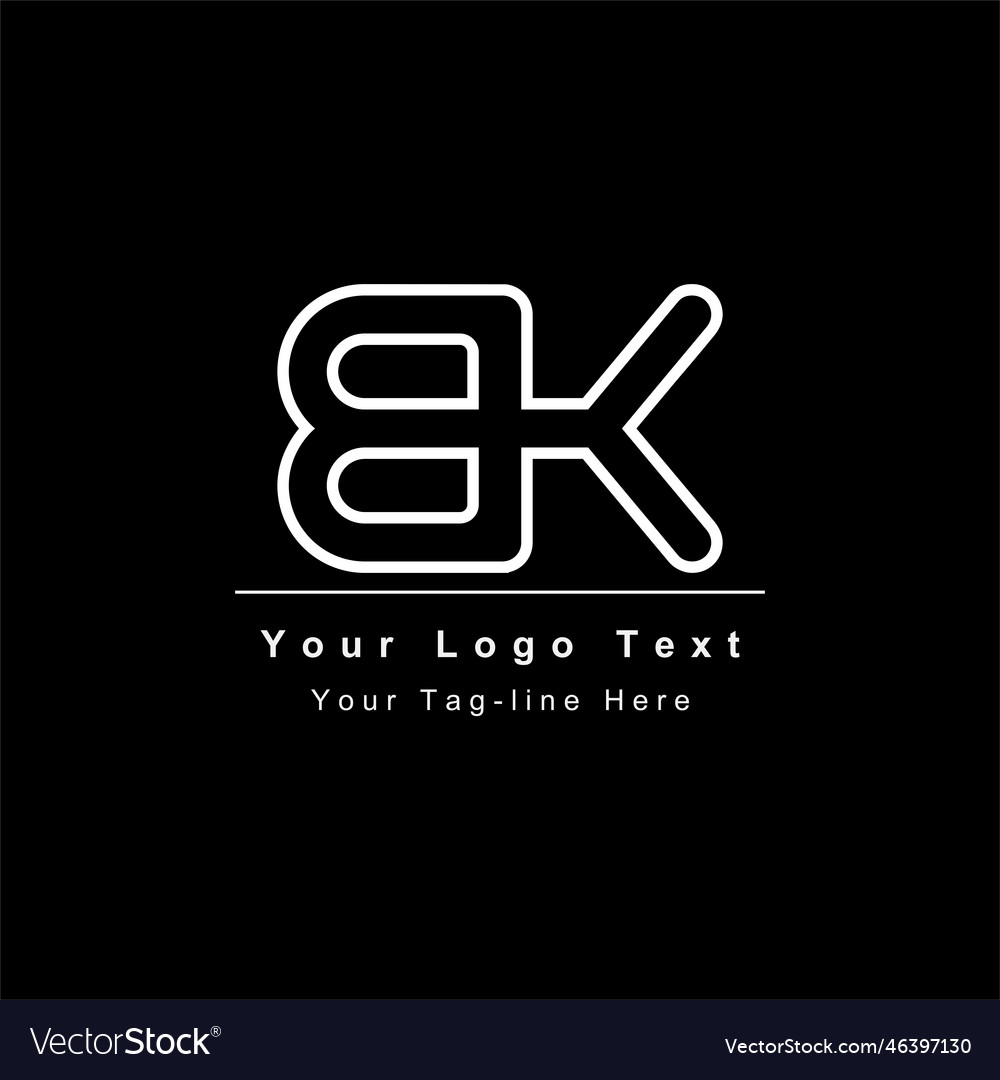 Simple initial bk or kb logo design template