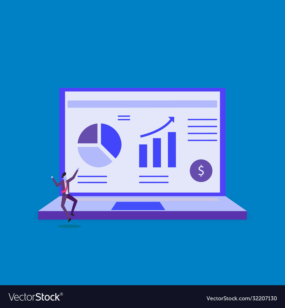 Statistics charts analysis on computer screen