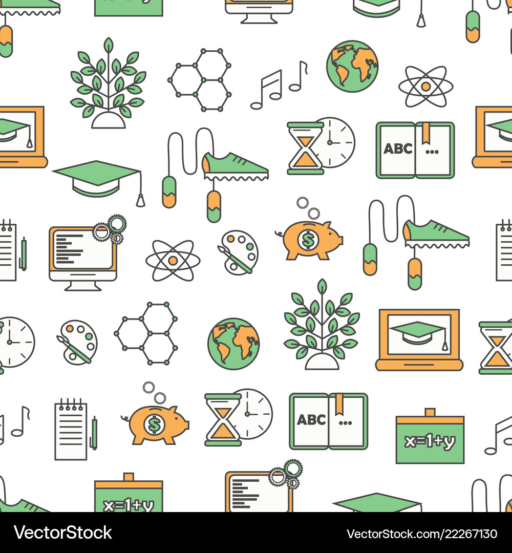 Thin line art school seamless pattern Royalty Free Vector