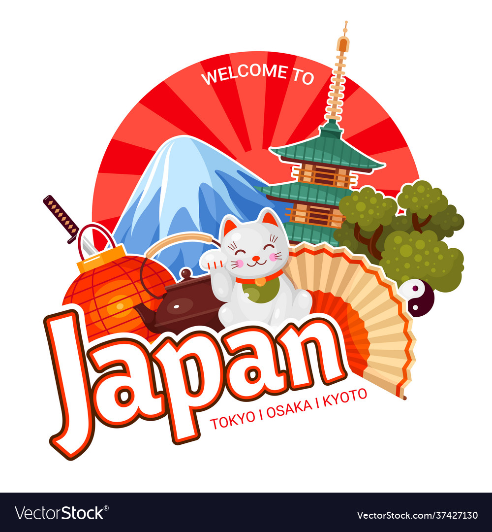 Welcome to japan tourist banner japanese cultural Vector Image