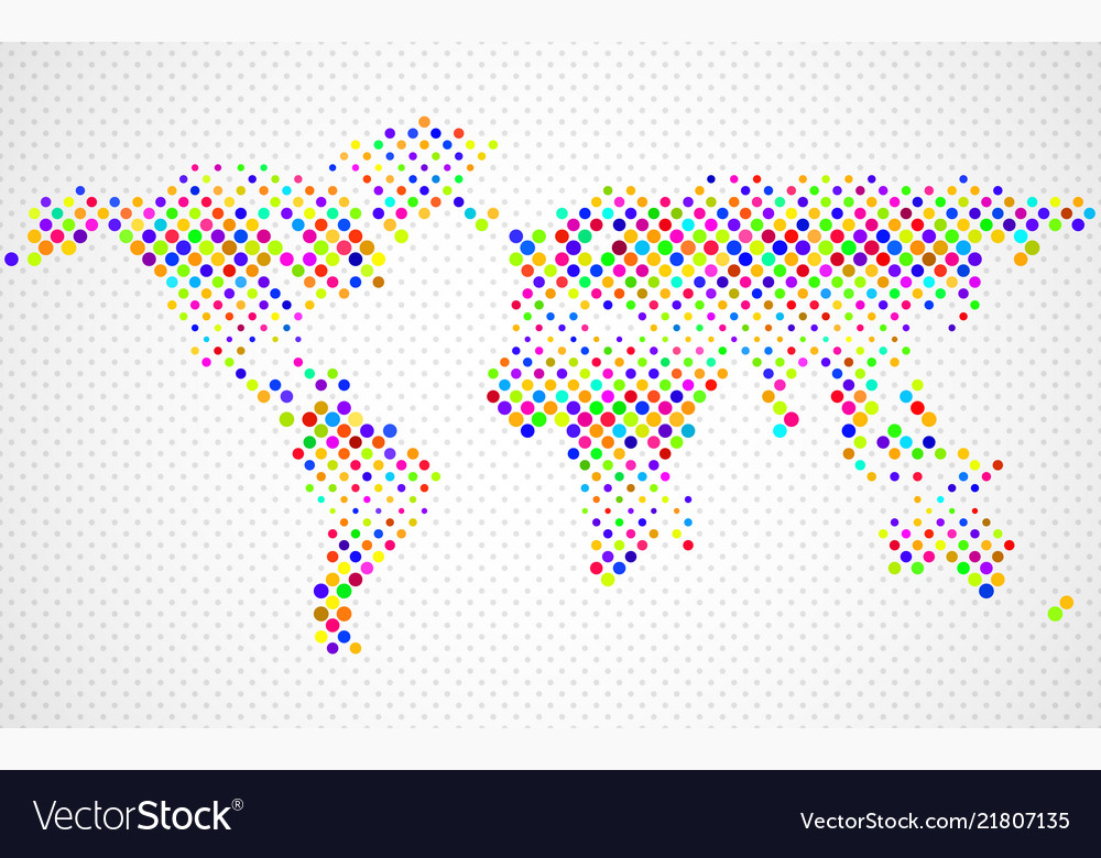 Abstract world map of colorful circles