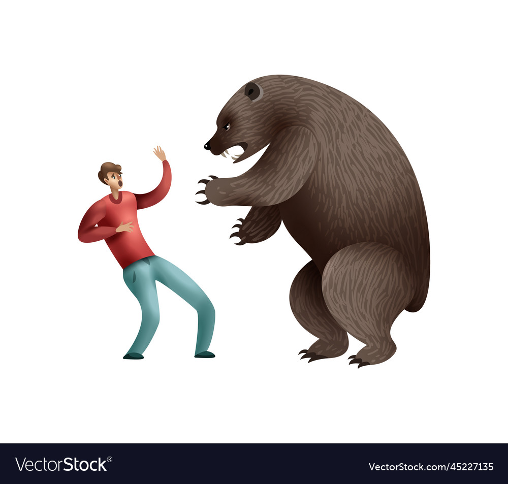 Bear encounter disaster composition Royalty Free Vector