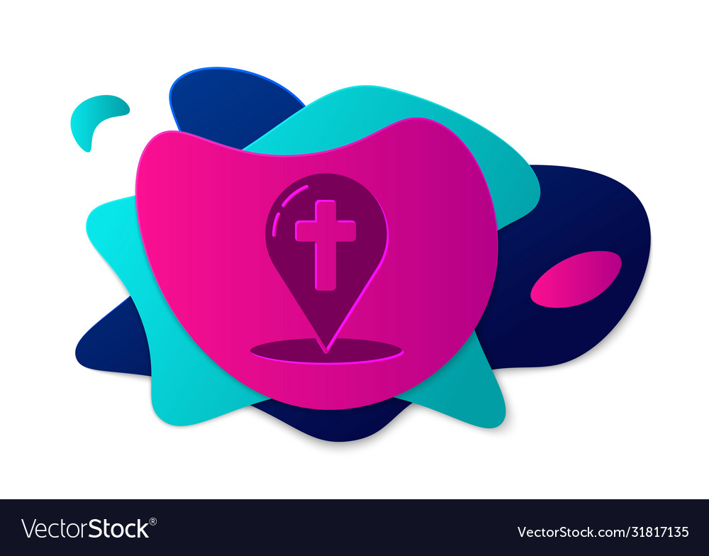 Color map pointer with christian cross icon Vector Image Color map pointer with christian cross icon
