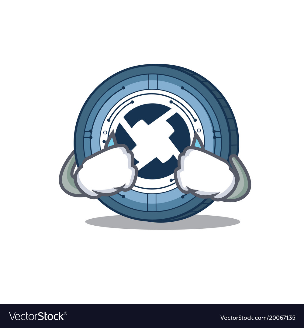 Crying 0x coin mascot cartoon