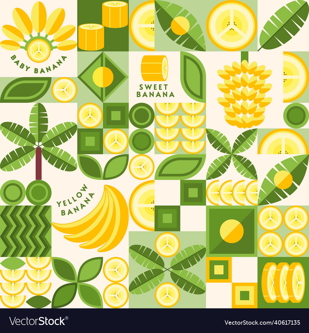 Geometric background with banana design elements vector image Geometric background with banana design elements