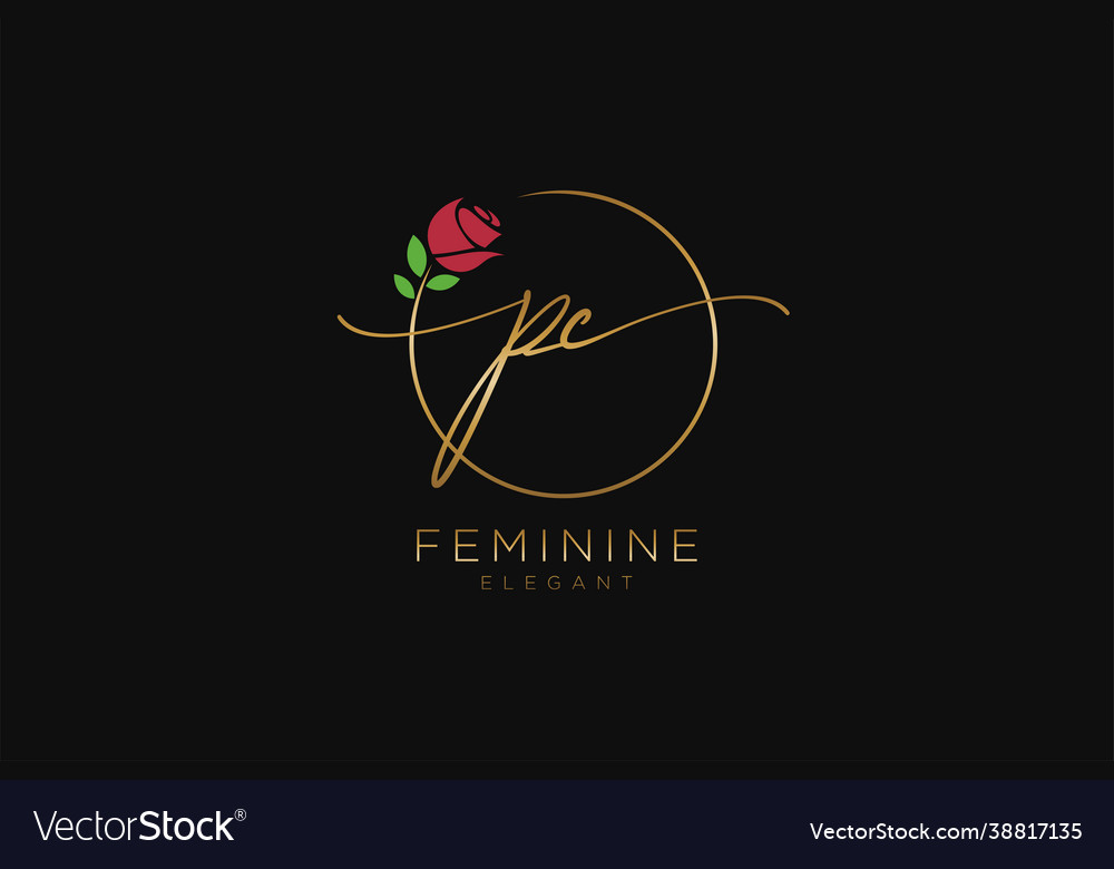 Initial pc feminine logo beauty monogram