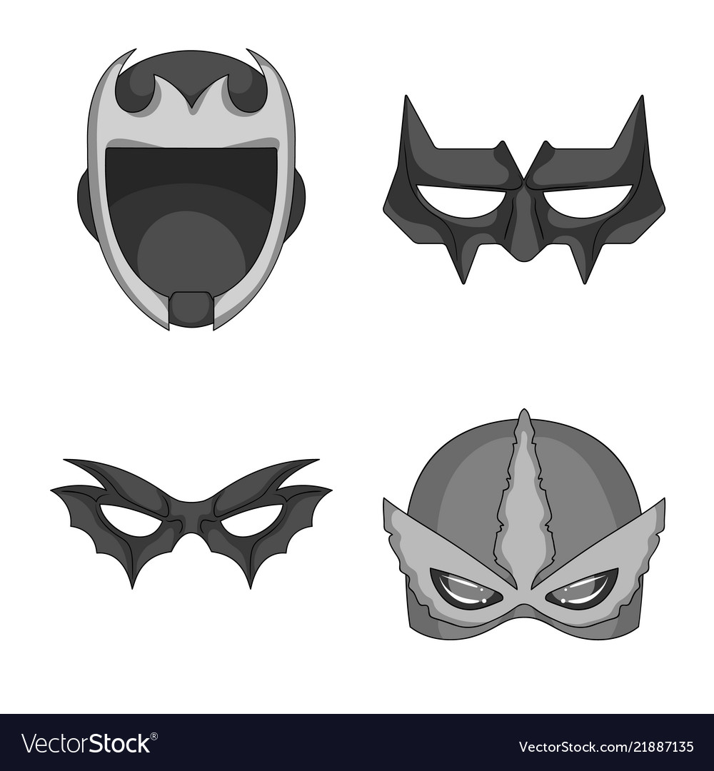 Isolated object of hero and mask symbol set vector image Isolated object of hero and mask symbol set