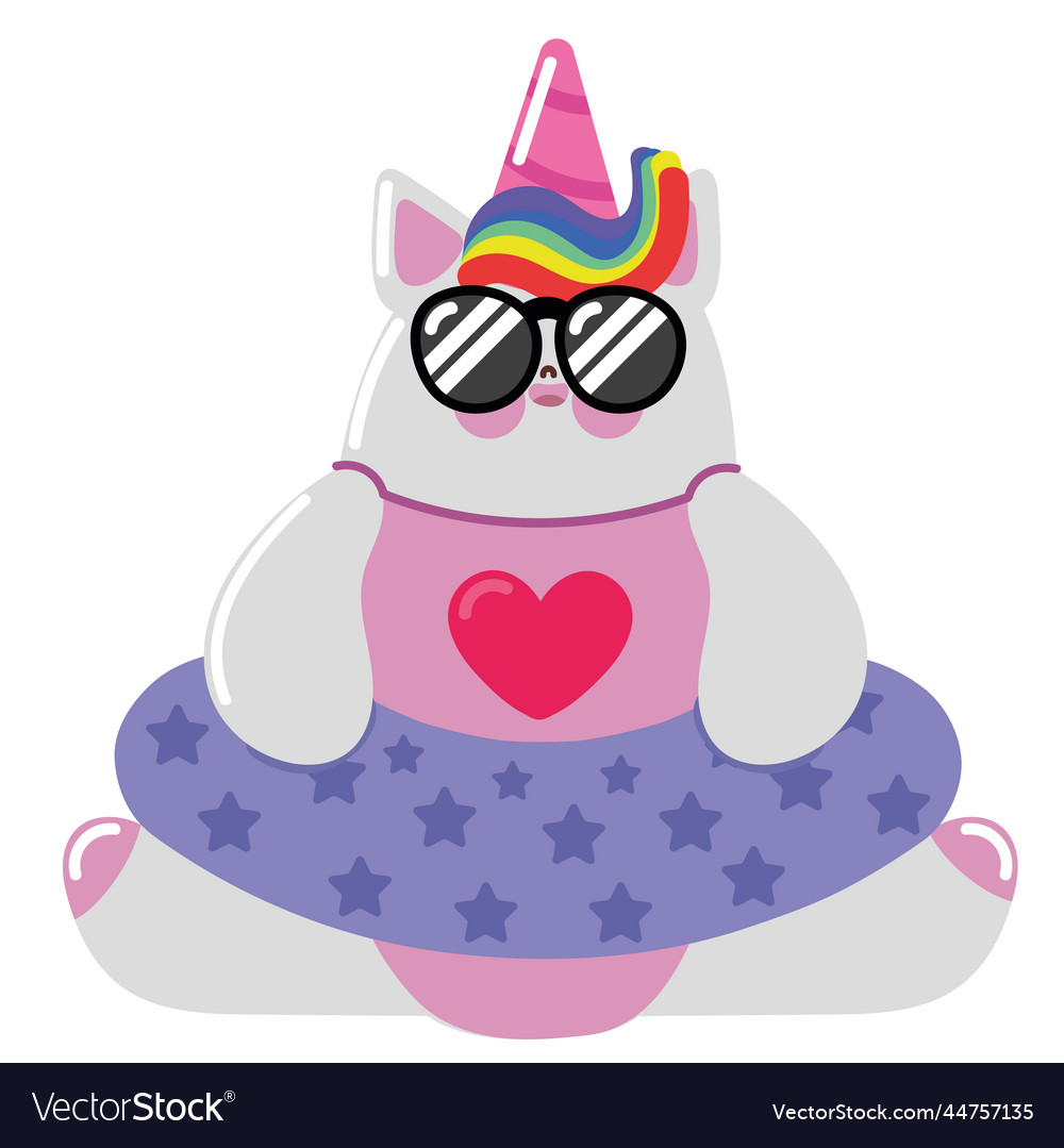 Kawaii unicorn with float