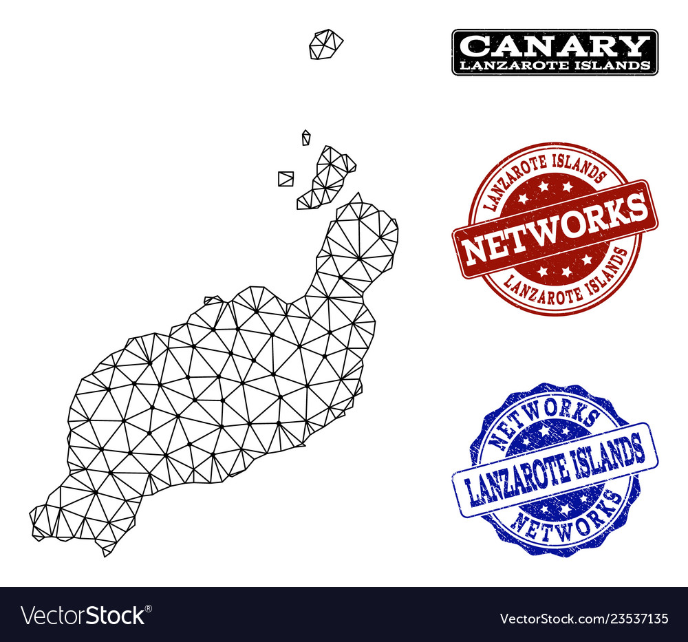 Polygonal network mesh map of lanzarote vector image Polygonal network mesh map of lanzarote