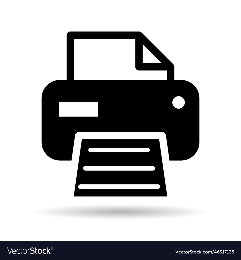 Printer document web shadow icon printout machine vector image Printer document web shadow icon printout machine