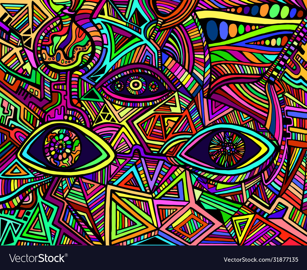 Psychedelic shamanic variegated eyes crazy Vector Image