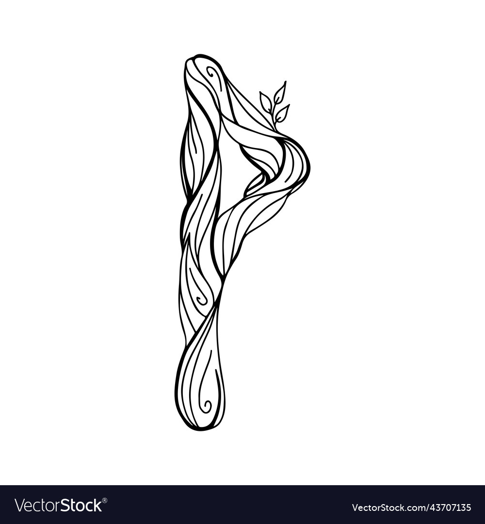 Runa wunjo wyn wynn wooden doodle style vector image Runa wunjo wyn wynn wooden doodle style