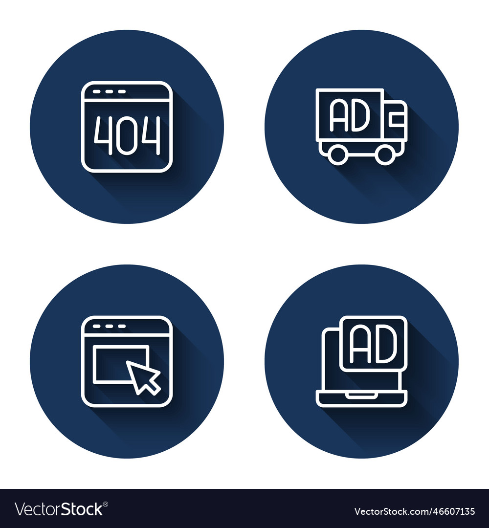 Set line page with a 404 error advertising Vector Image Set line page with a 404 error advertising