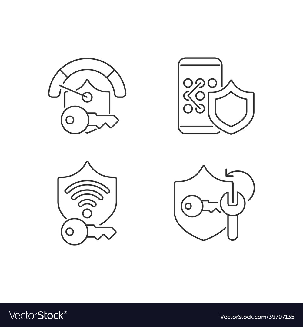 System password linear icons set