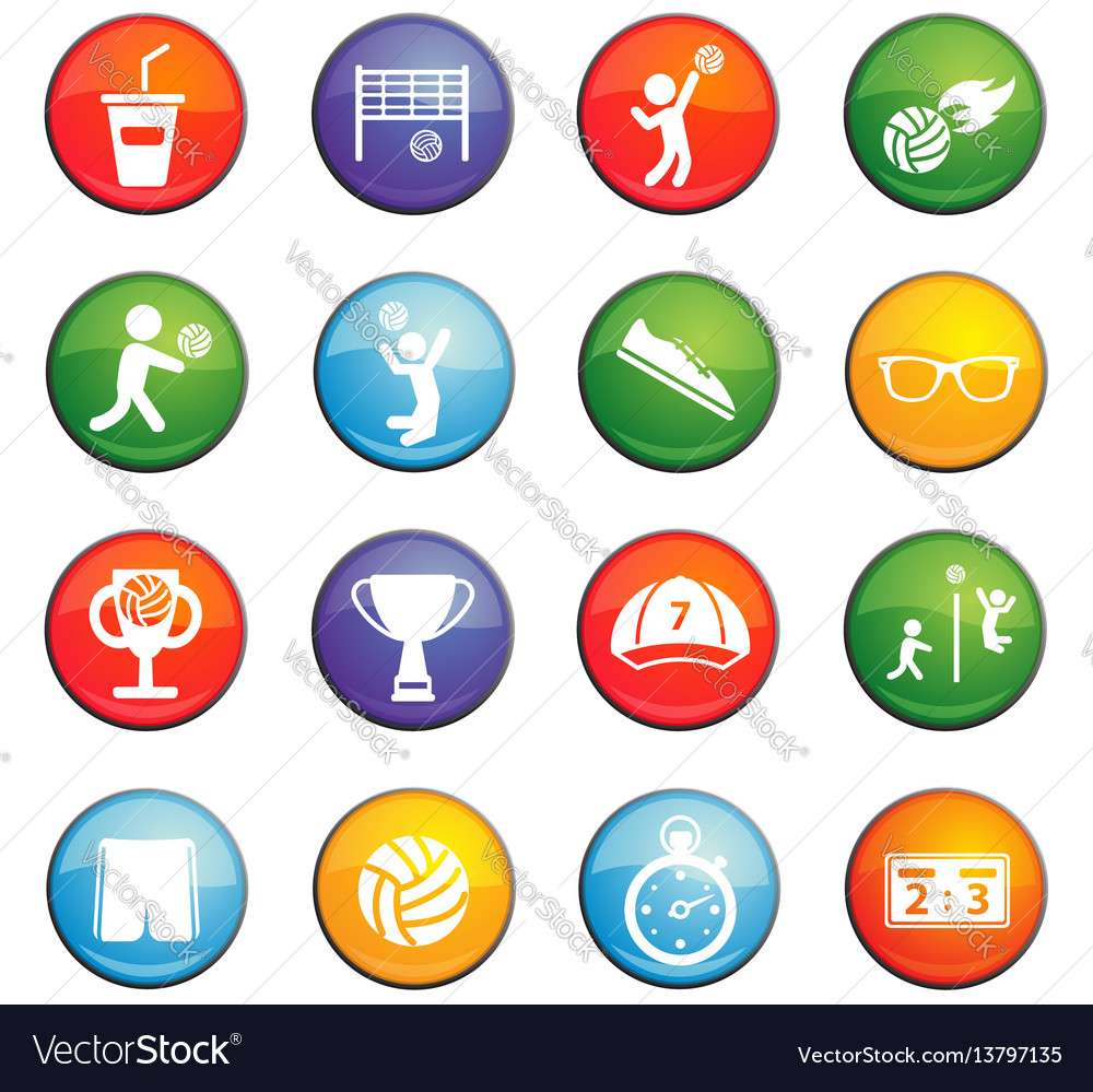 Volleyball icon set Royalty Free Vector Image - VectorStock