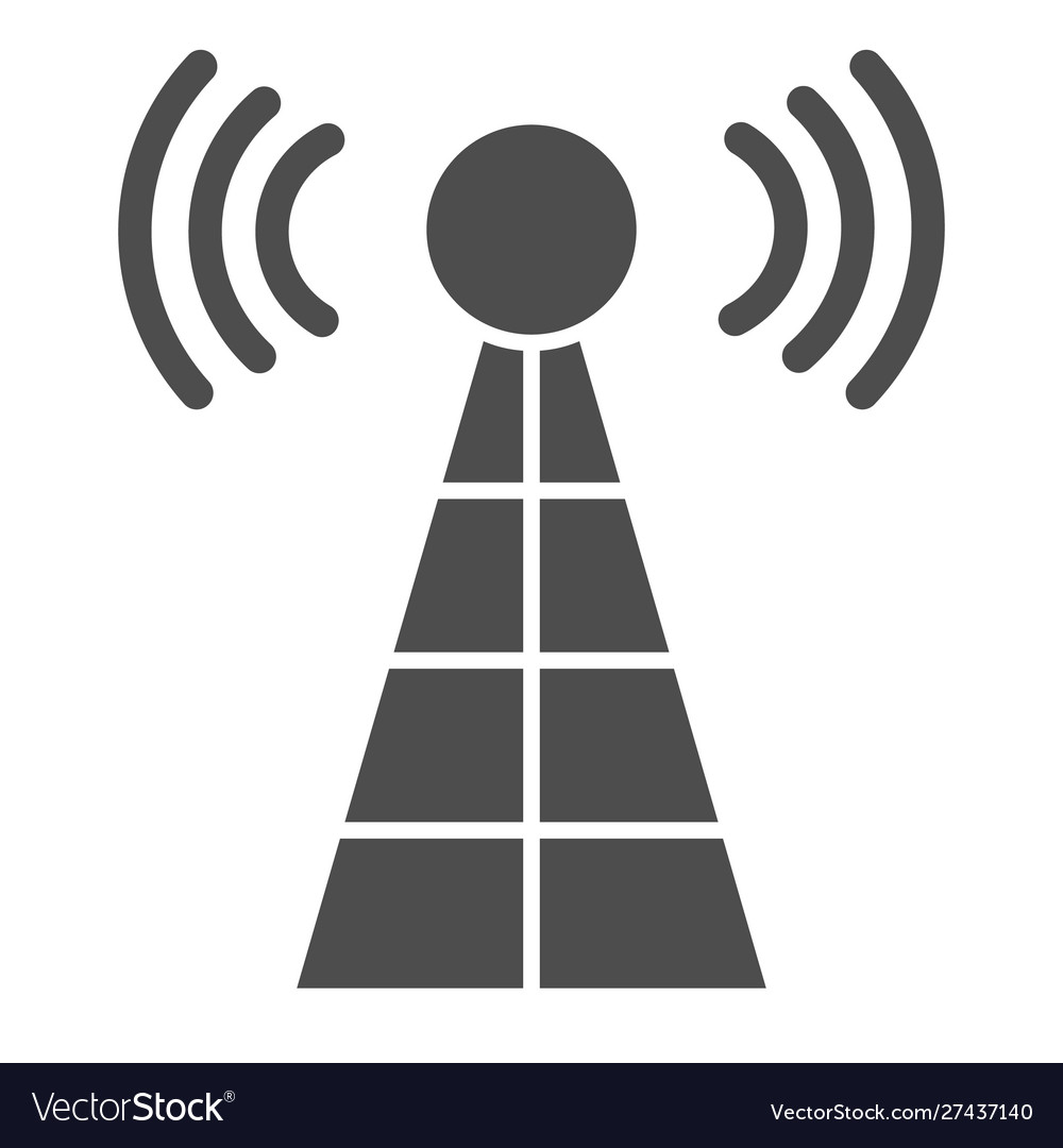 Antenna with signals solid icon radio tower Vector Image