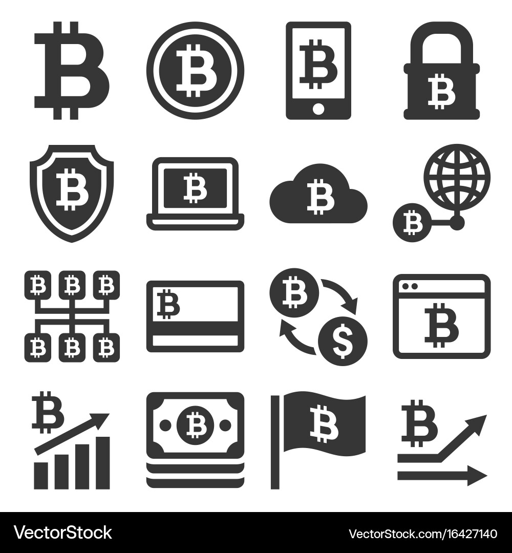 Bitcoin icons set Royalty Free Vector Image - VectorStock