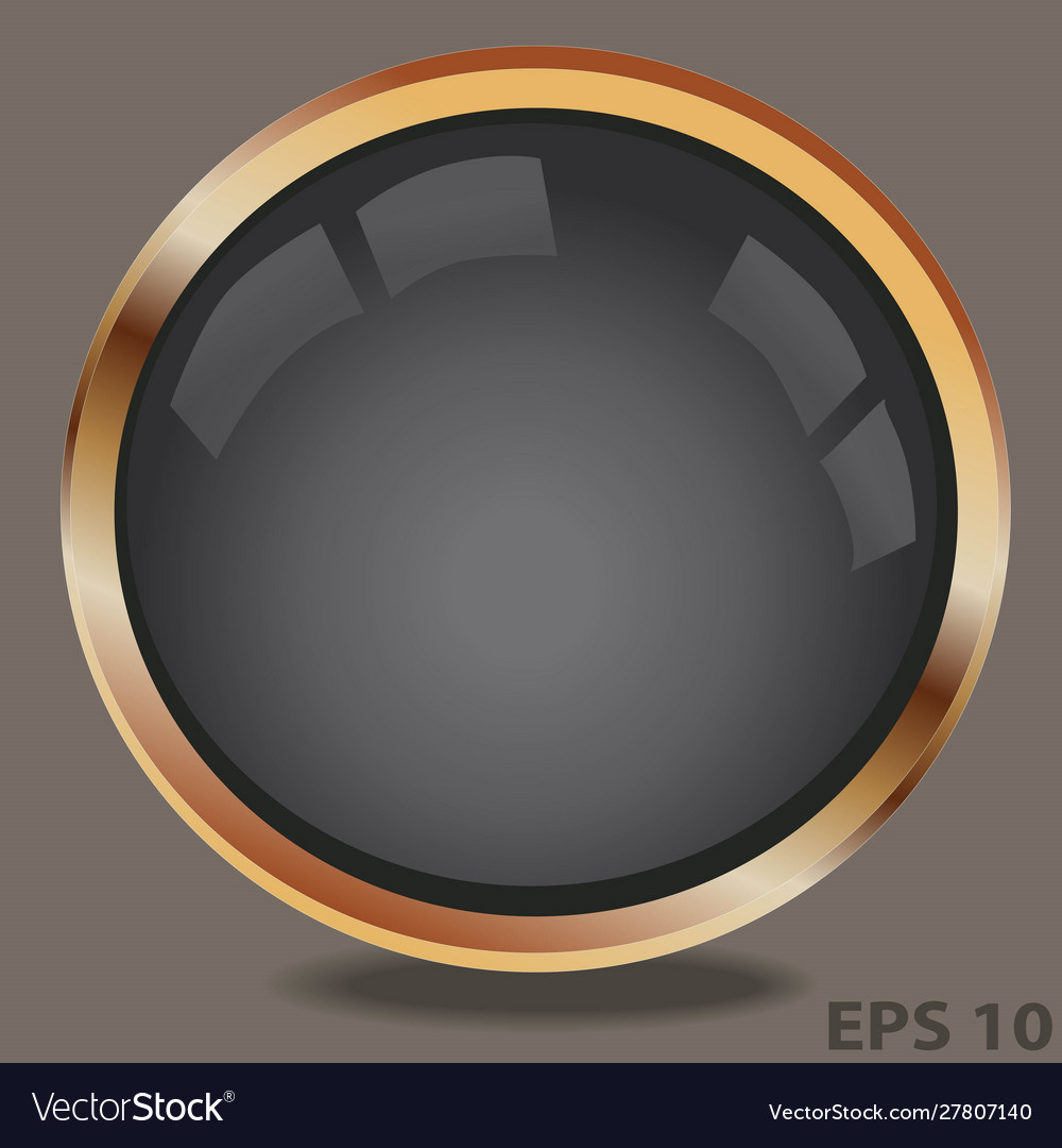 Black web icon and button template with gold frame
