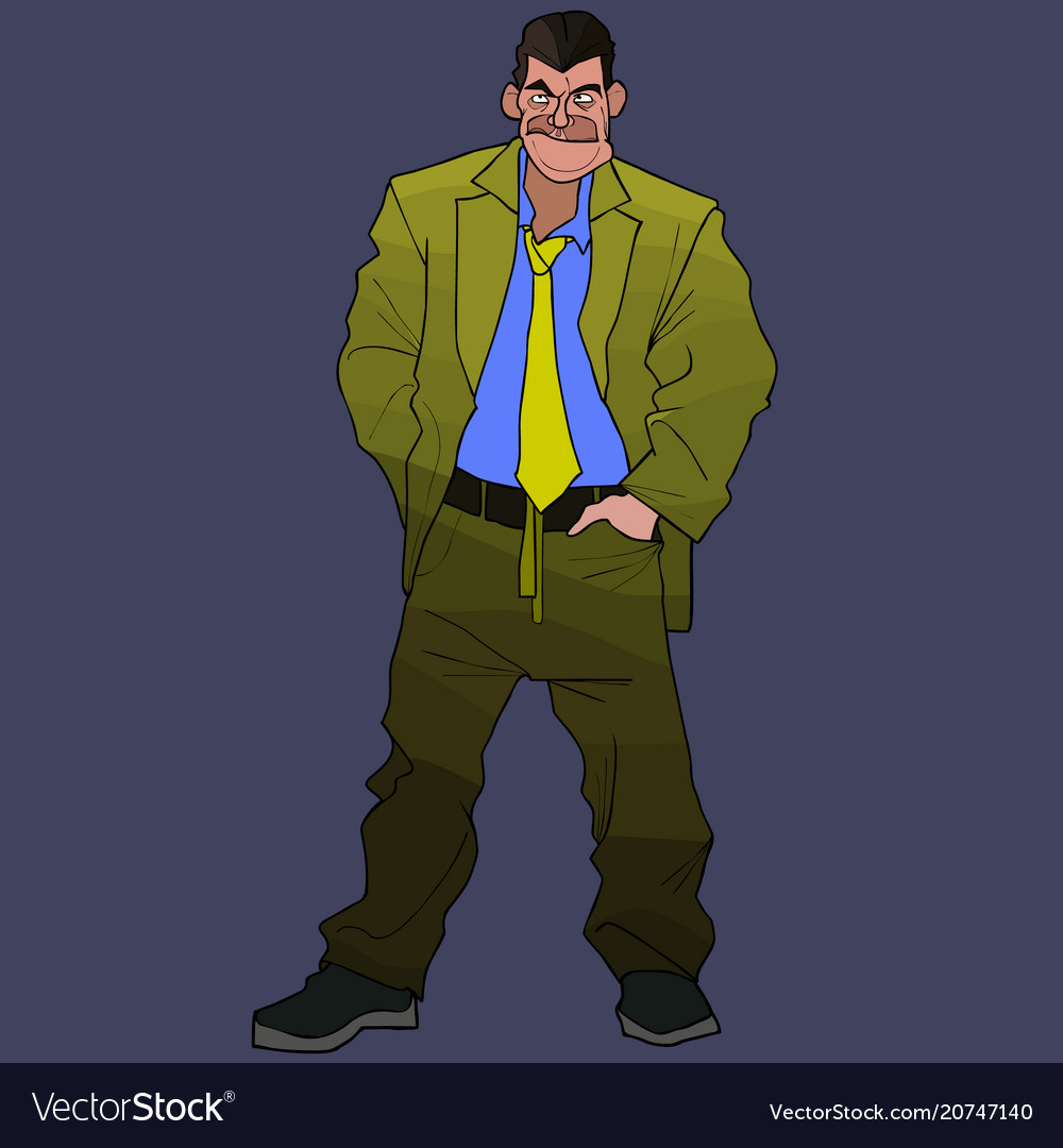 Cartoon untidy large man in a green suit with a Vector Image