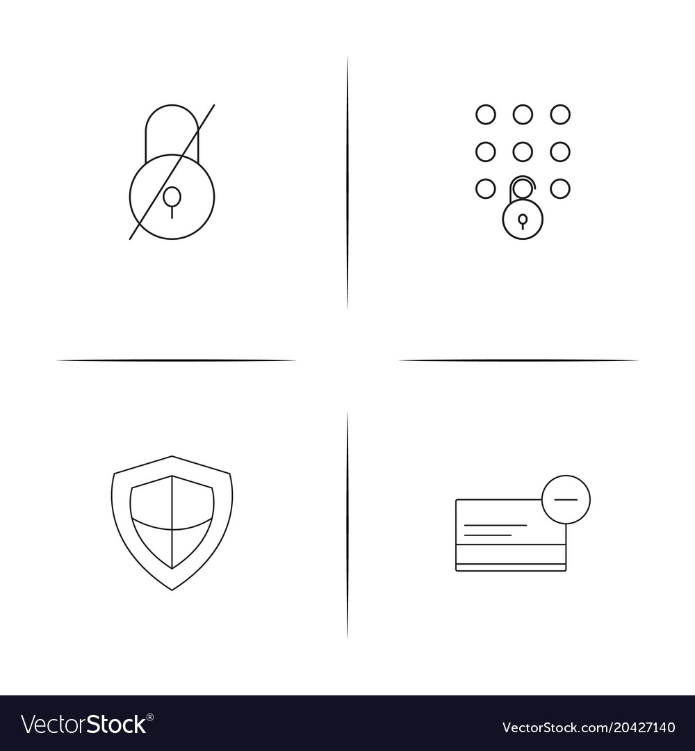 Cyber security simple linear icon setsimple