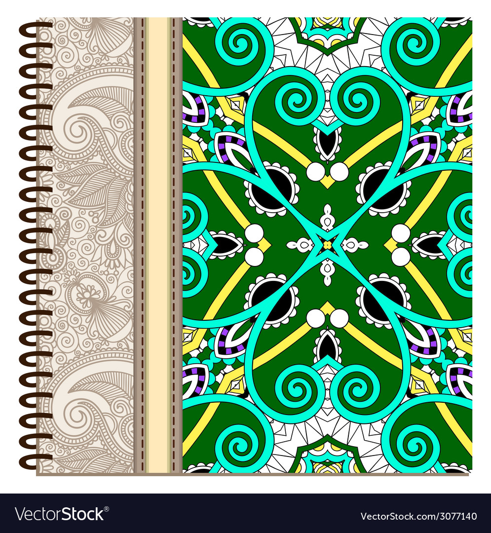 Design of spiral ornamental notebook cover Vector Image