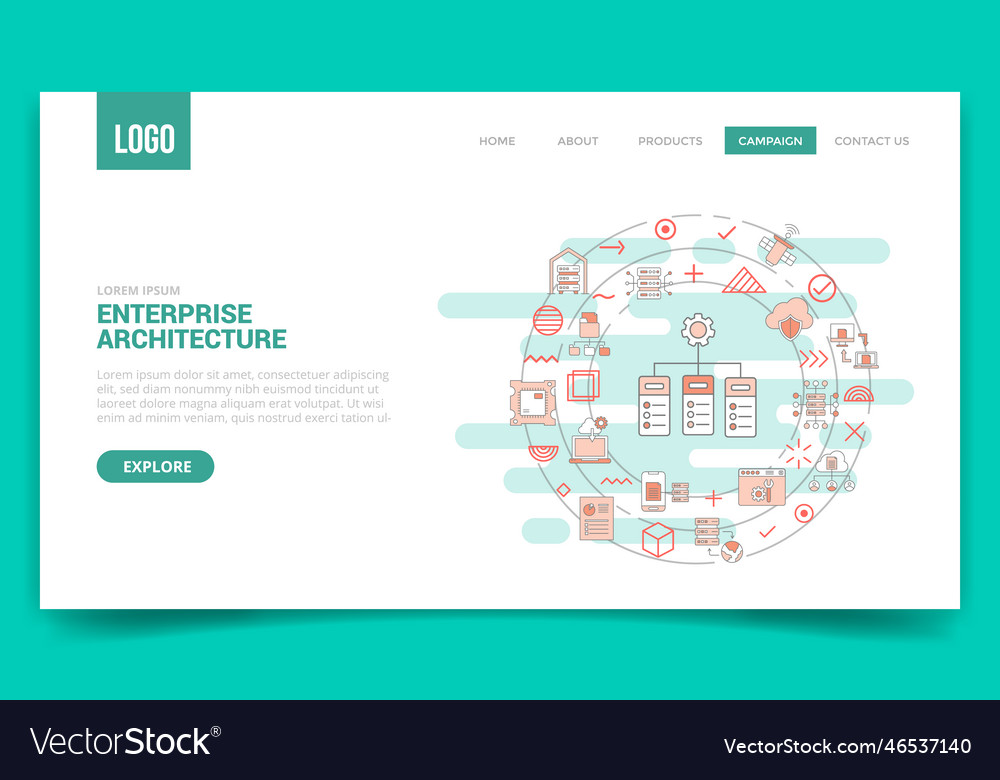Enterprise architecture concept with circle icon Vector Image Enterprise architecture concept with circle icon
